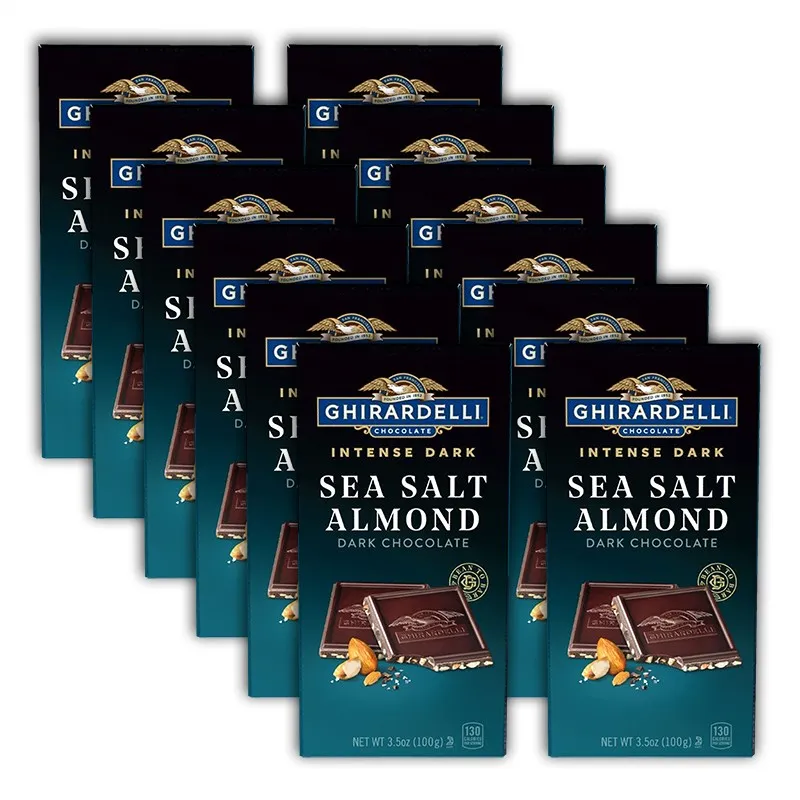 Intense Dark Sea Salt Almond Dark Chocolate Bar (Case of 12)