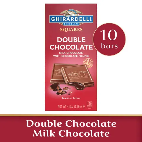 Double Chocolate Milk Chocolate Squares Bars with Chocolate Filling (case of 10)